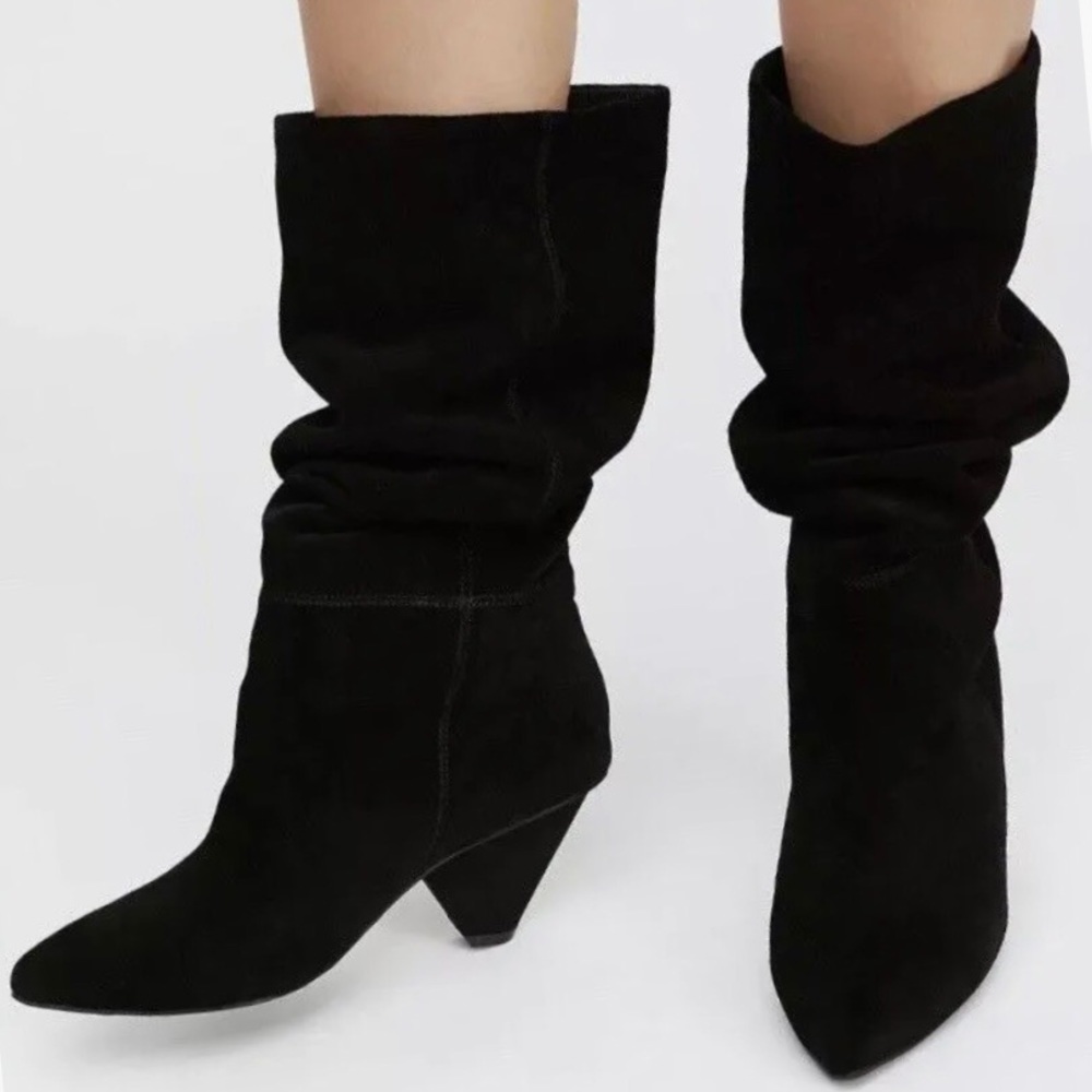 Jeffrey Campbell • 7.5 • Black Suede Heeled Senita Slouch Boot